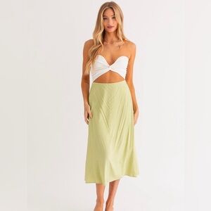Elegant Lime Green Midi Skirt